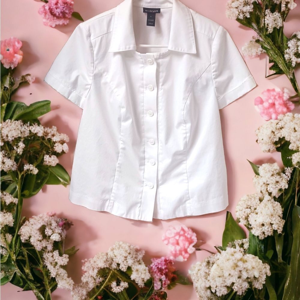 NWOT LANEโBRYANT Plus Size White Short Sleeve dressโShirt. - Picture 2 of 9